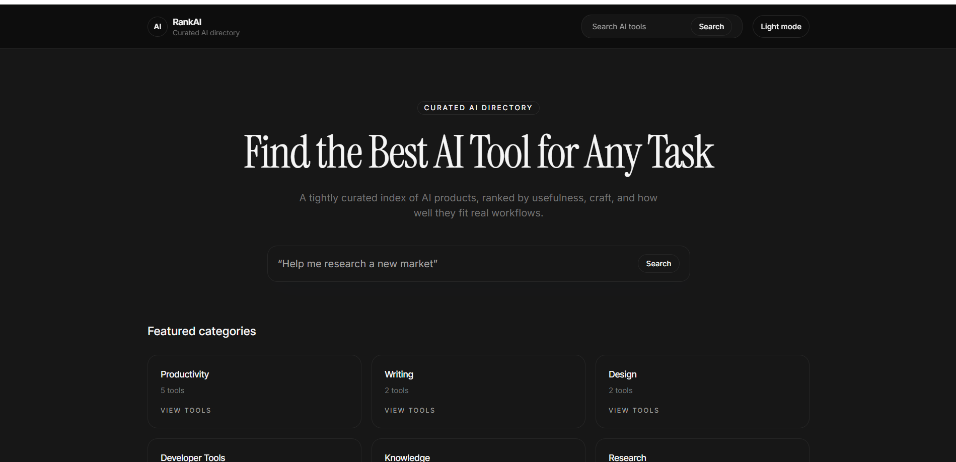 Rank AI: RankAI helps you discover the best AI tools, fast. | Orynth