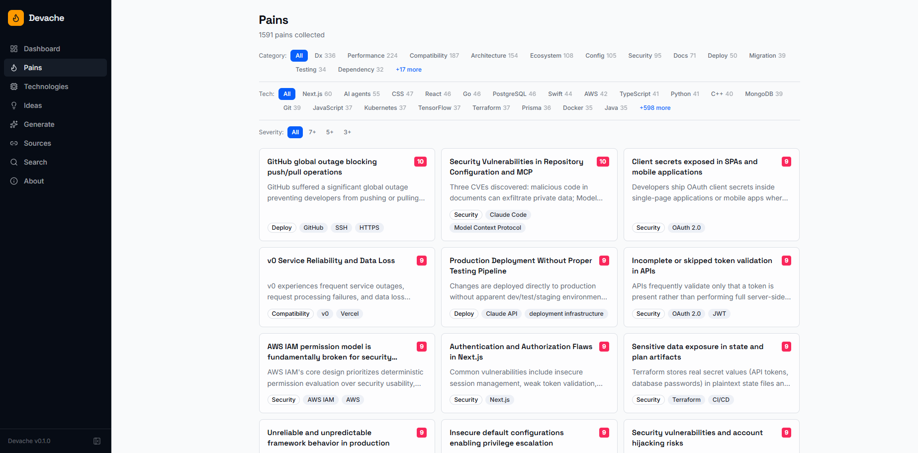 Devache: Developer pain points → AI-powered SaaS ideas | Orynth