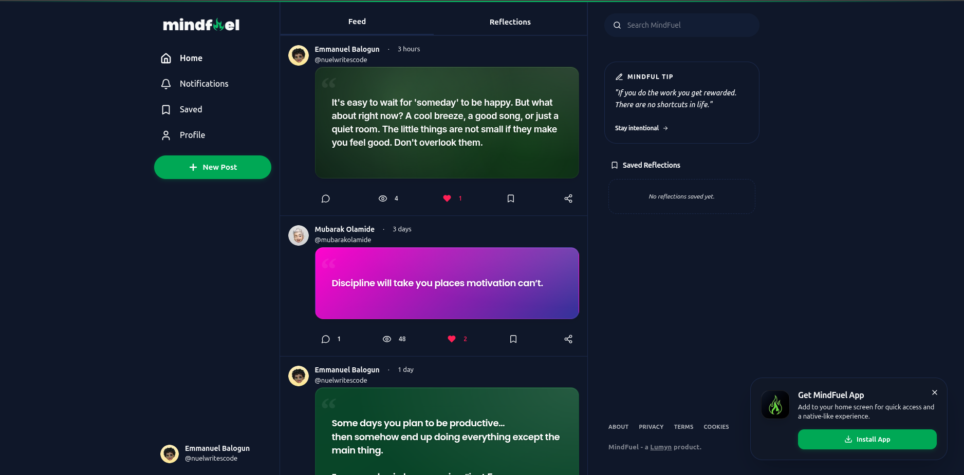 MindFuel: A thoughtful social platform. | Orynth
