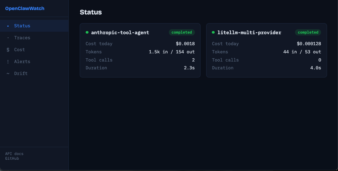 OpenClawWatch: Local-first observability for autonomous AI agents. | Orynth