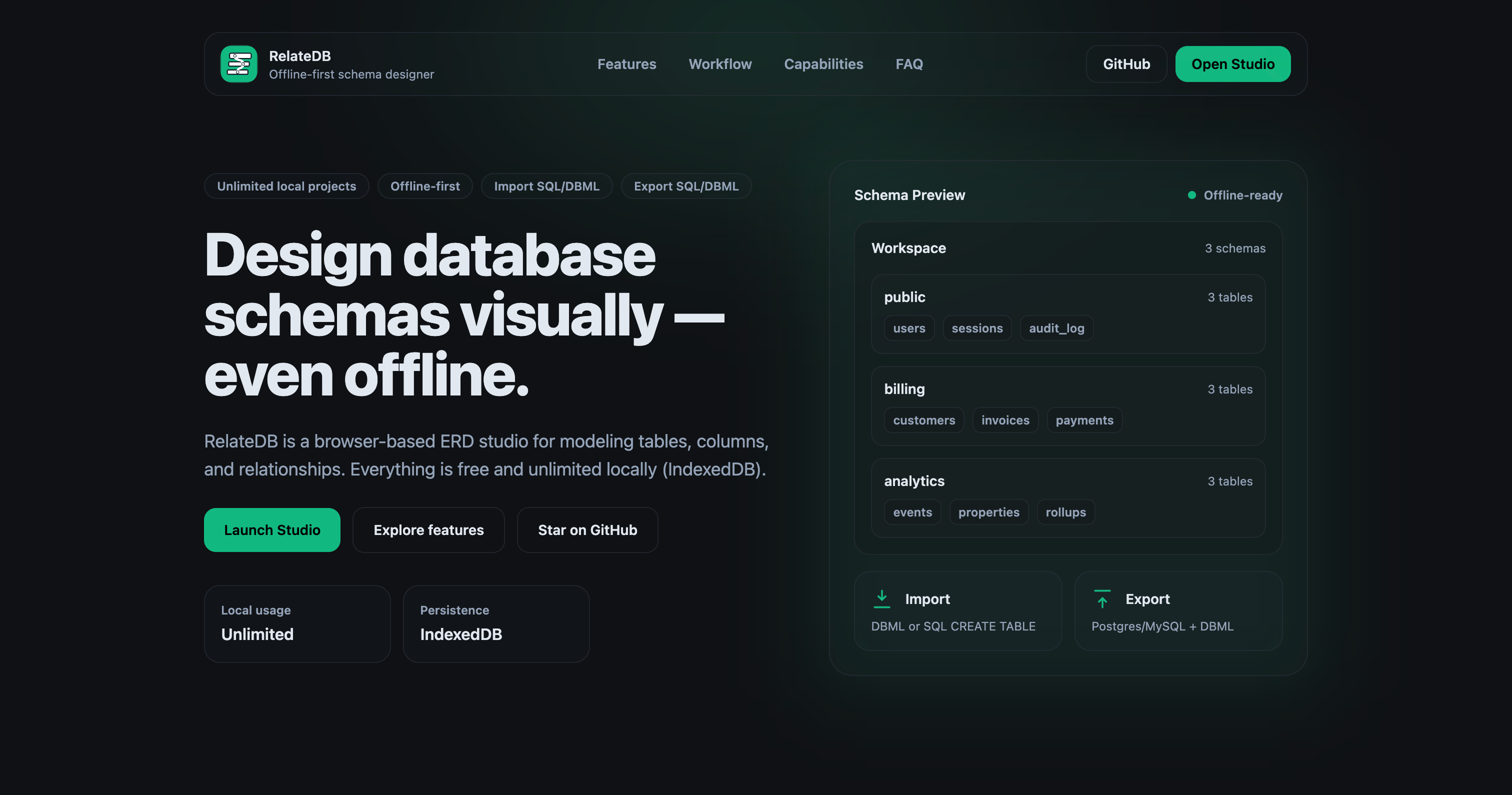 RelateDB: Offline-first database schema designer in your browser | Orynth