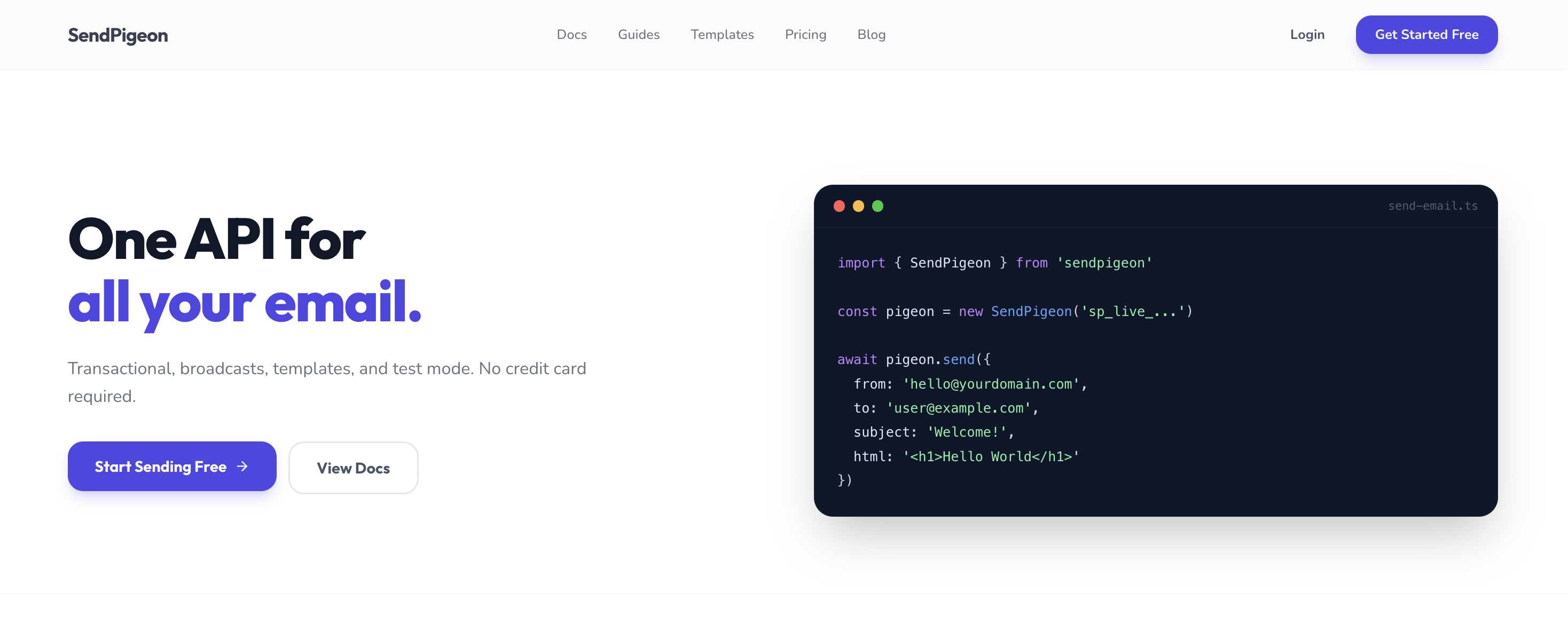 SendPigeon: The email API you set up once and never fight again. | Orynth
