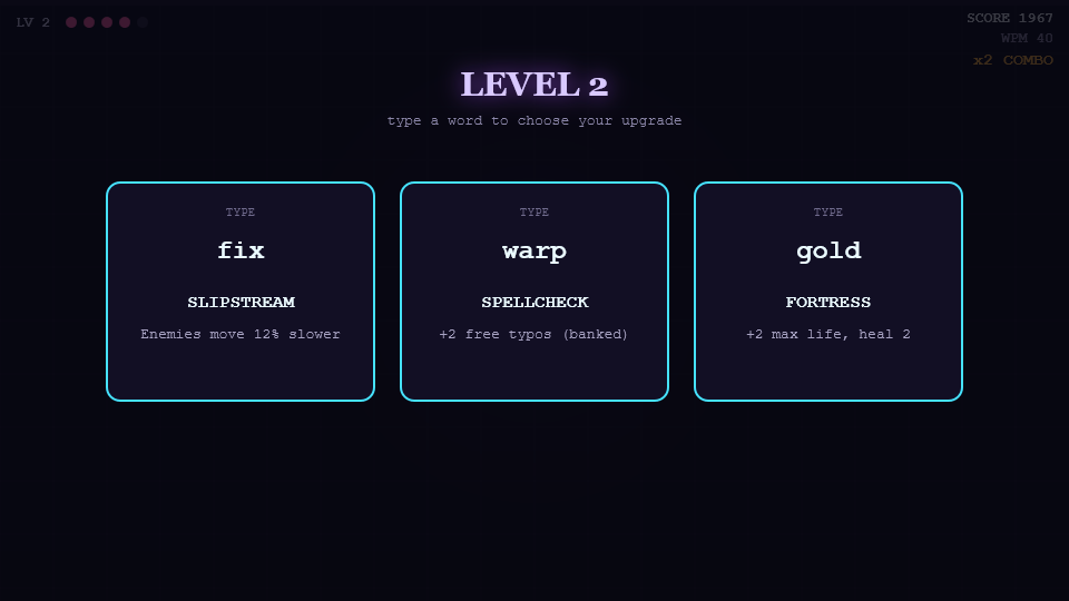 OVERTYPE: A typing survivor where speed is the weapon. | Orynth