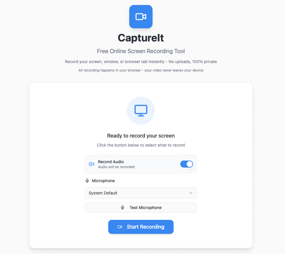 CaptureIt: a simple and safe screen record app | Orynth