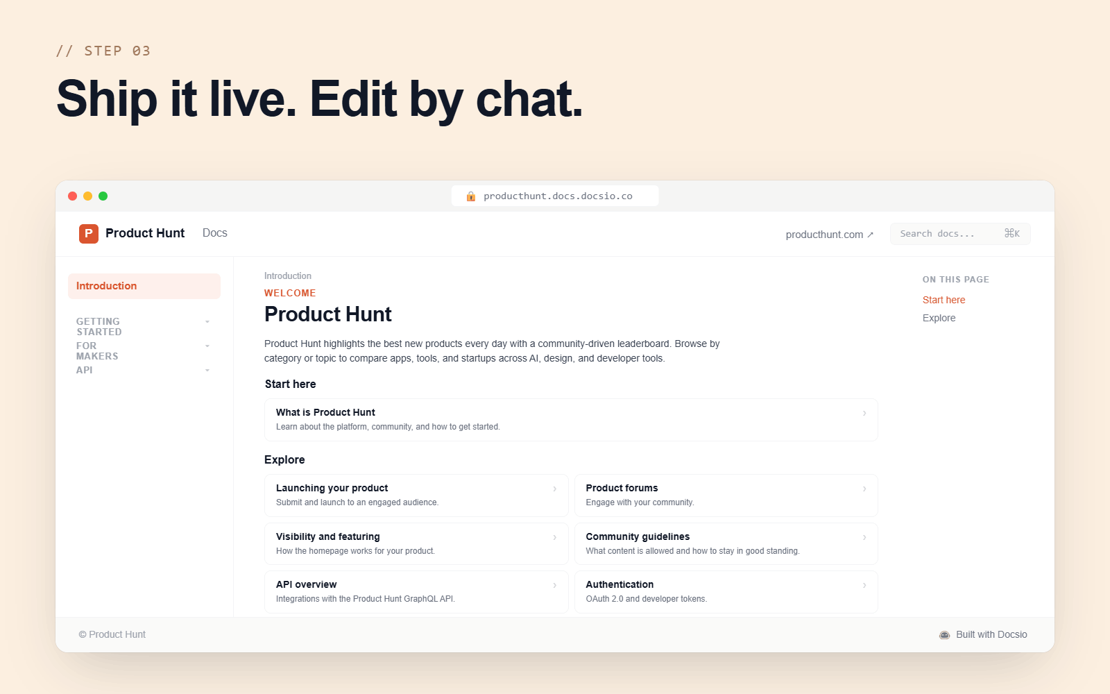 Docsio: Lovable for doc sites | Orynth
