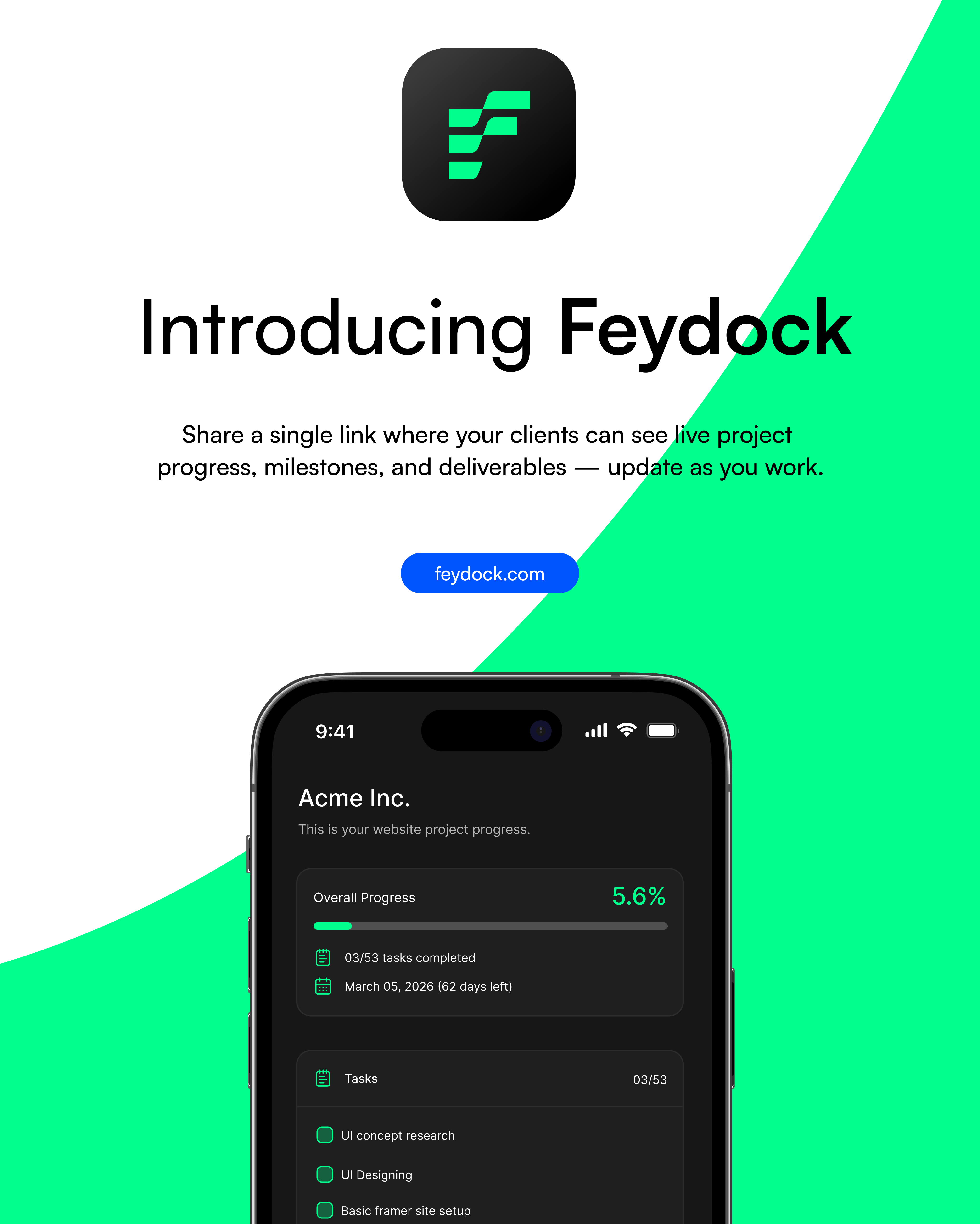 Feydock: A modern client portal for Freelancers | Orynth
