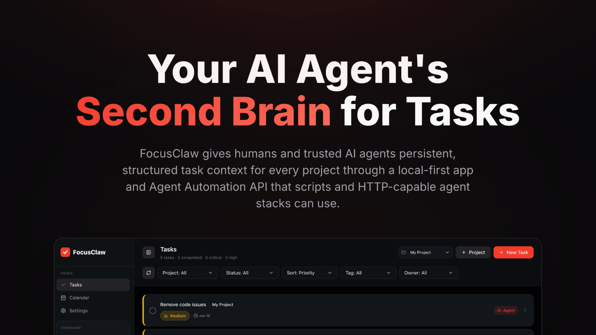 FocusClaw: OpenClaw & Hermes Second Brain for Tasks | Orynth