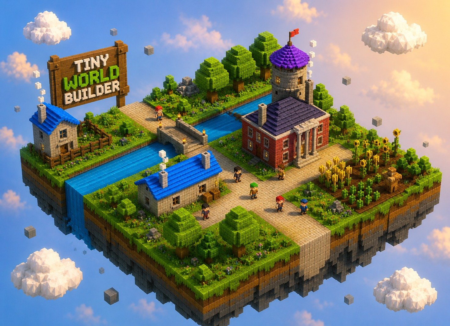 Tiny World Builder: Think big, build small floating worlds and play and ...