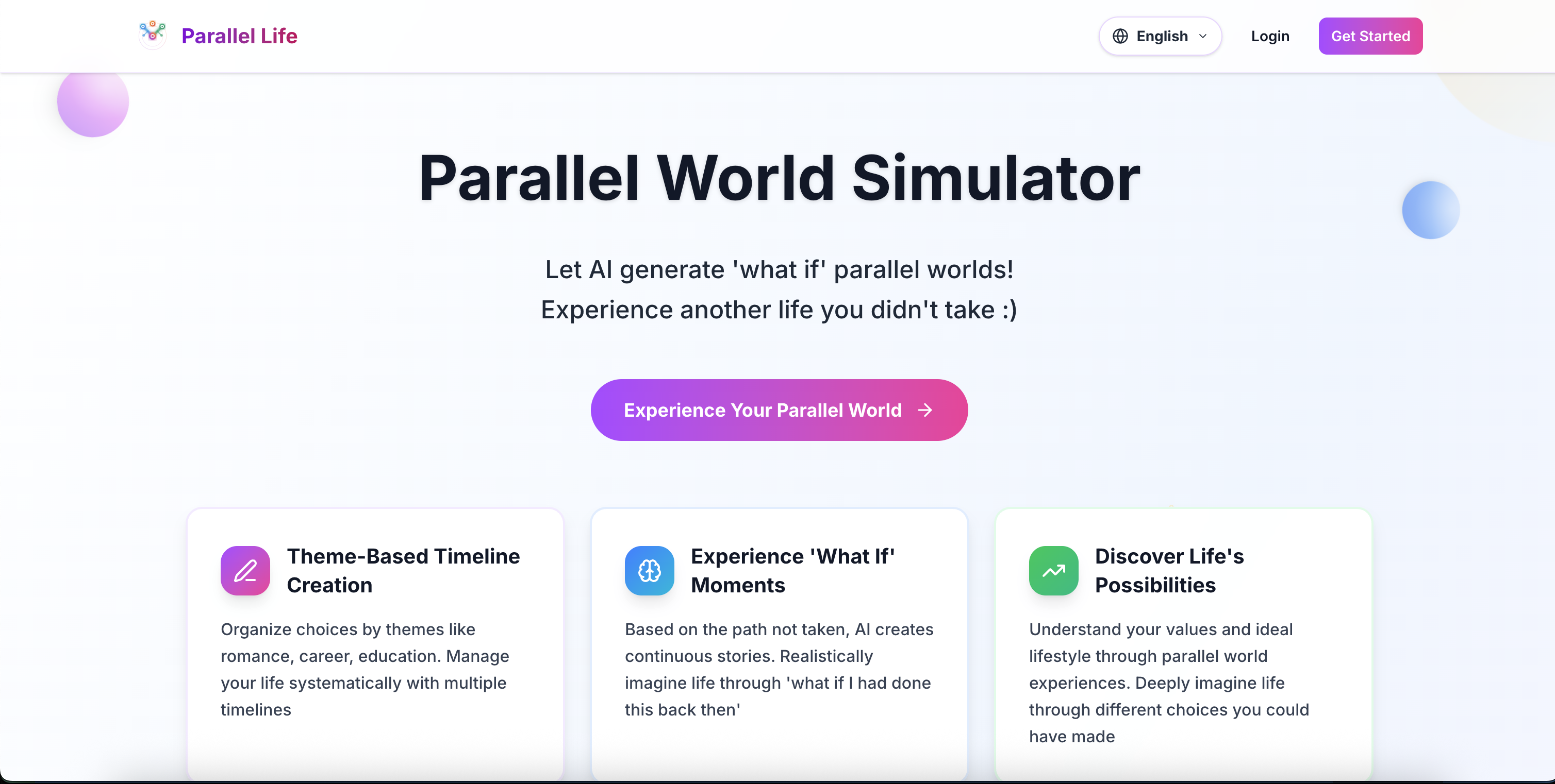 Parallel Life: Explore the life you didn't live—powered by AI | Orynth