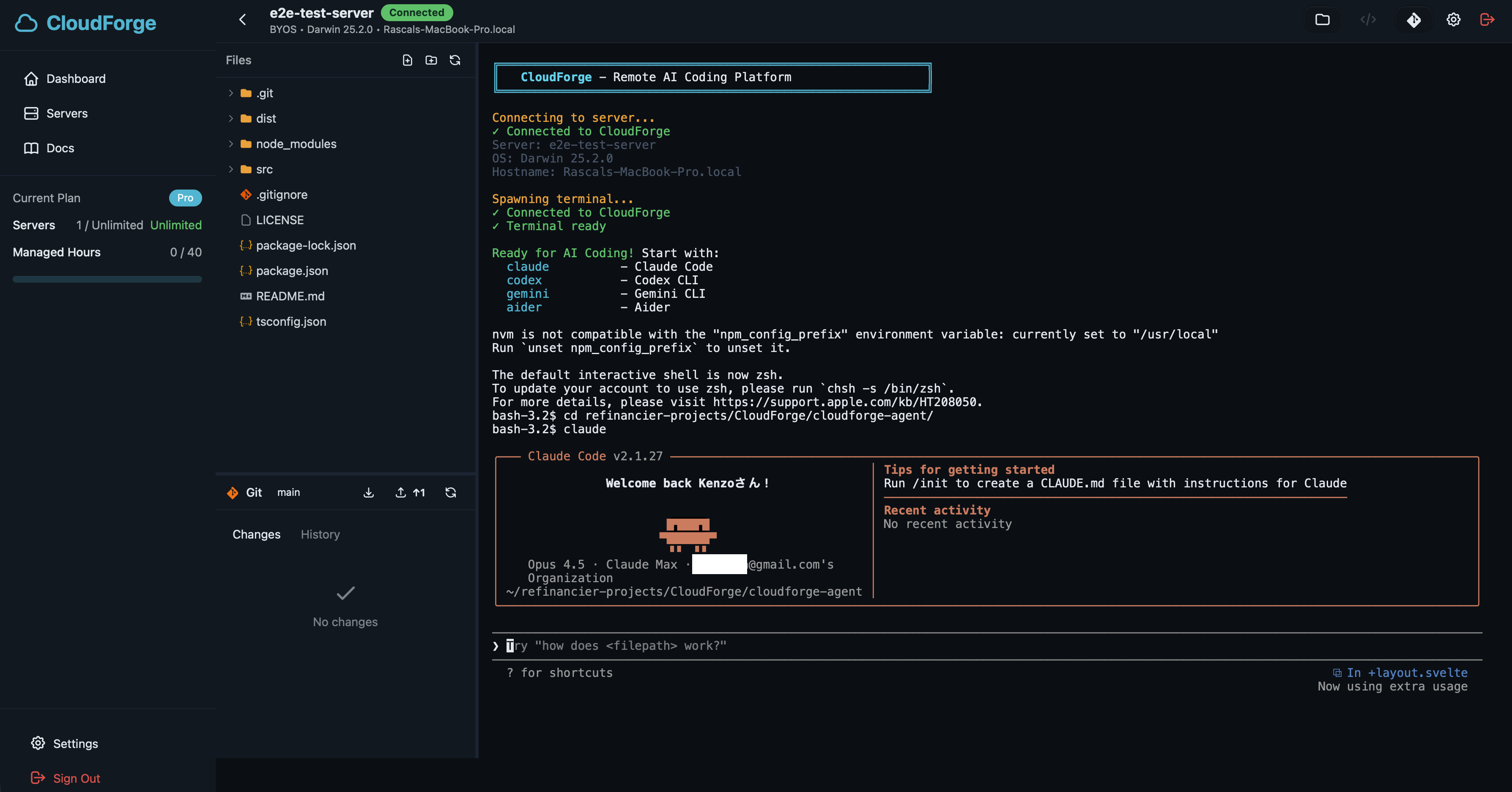 CloudForge: Code anywhere. Remote AI coding without moving your code ...