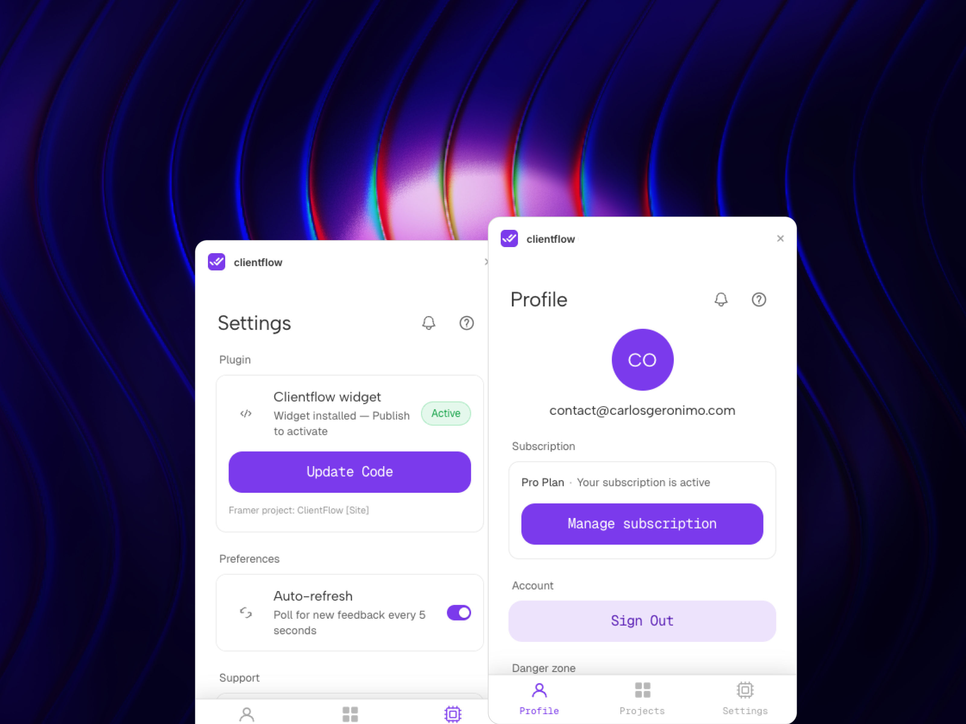 Clientflow: Client feedback, on your site | Orynth